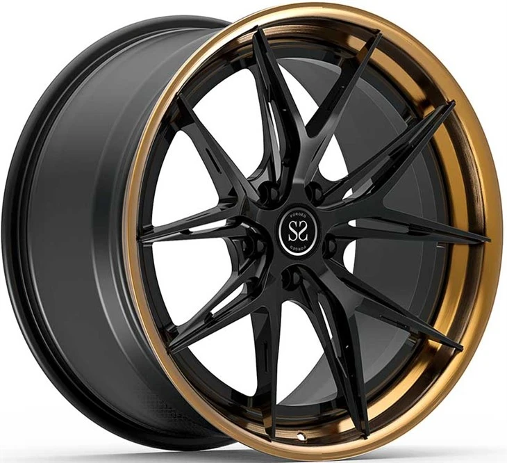 19X8.5 And 19x9.5 Custom 3-PC Rims Polished Bronze And Satin Black For Benze
