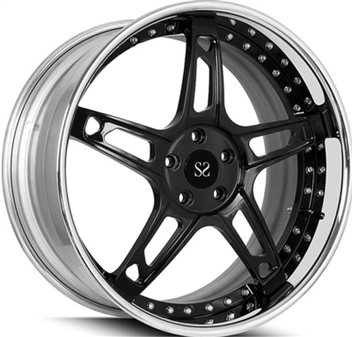 18x8.5 And 18x9.5 Custom 2-PC Forged Rims Gloss Black Disc And Polished Lip F...