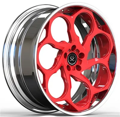18x8.0 Custom 2 Piece Forged Wheels Red Disc And Polished Lip For VW Caddy C20