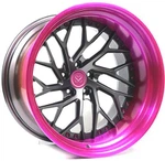 19x9.5 And 19x12 3 Piece Forged Wheels,Gloss Black Disc And Purple Lip For Audi RS5 RS6