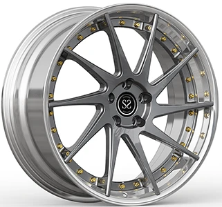 22" 2 Piece Forged Wheels Polished Lip And Gloss Grey For Tesla Model X