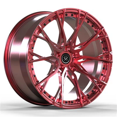 5-110 Custom 1 Piece Forged Wheels Red Brushed 18",19",20",21" and 22" for Alfa Romeo Stelvio 949 Facelift
