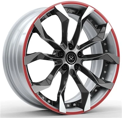 Black+White Face And Red Ring 20,21 And 22 Inches Custom 2-PC Forged Rims For BMW 740,750