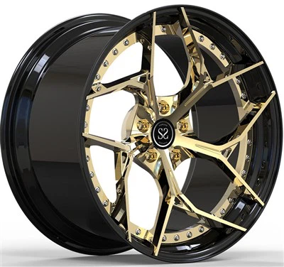 BMW M5 F10 2013 Year 21x9.5 And 21x11 Gold Disc And Black 2-PC Forged Rims