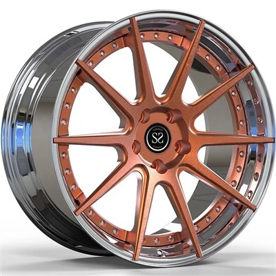 Bronze Brush Disc,Polished Barrel,Custom 2-PC Forged Rims 18"~24" Universal Car Rims