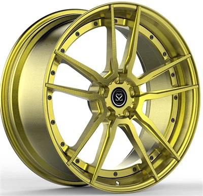 Forged 2-PC Rims 23x11 Custom Spoke Shape And Gold Color For Audi RS6 C8 With Ceramics