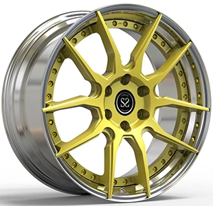Custom Forged Wheels,2-PC,Gold Disc,Polished Lip 18inch
