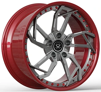 Tuning 2 Piece Forged Wheels 20" Grey Disc And Red Barrel