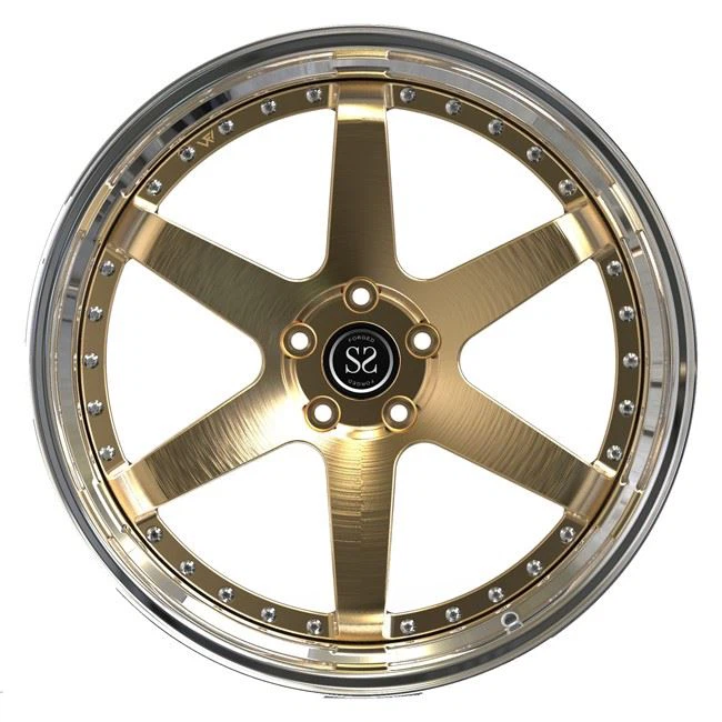2 PC Forged Wheels 19inch Staggered Brushed Gold Spoke Polished Lip For Audi S3 Luxury Car Rims