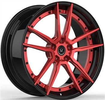 5x112 Fit For BMW M4 Staggered 19 And 20 Inches Custom Red+Gloss Black 2-PC Forged Aluminum Alloy Wheels