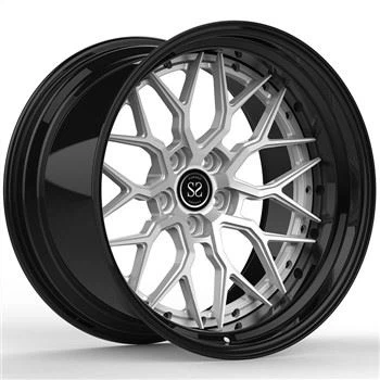 Mclaren 570S Custom 2-PC Forged 6061-T6 Aluminum Rims Staggered 20 And 21 Inch 5x112 Bolt Black+Silver Custom