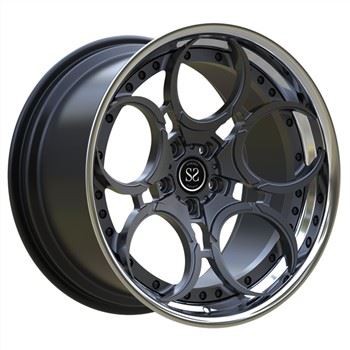 Polished 2 Piece Forged Wheels 19 Inch Staggered Gun Metal Spokes For Toyota Supra Stepped Lip Rims