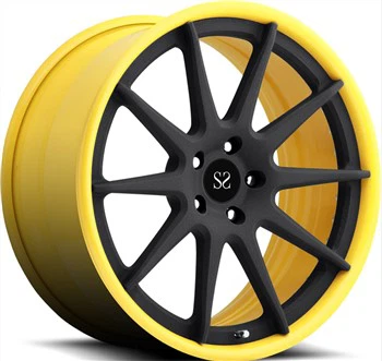 20x10.5 And 20x12 Gloss Yellow Barrel+Black Disc Custom 2-PC Forged Rims For Nissan GT-R 20x10.5, 20x12 Gloss Yellow Bar