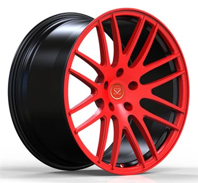 Custom Red And Black Wheels Forged Monoblock 21inch Staggered For BMW Mercedes Concave Rims